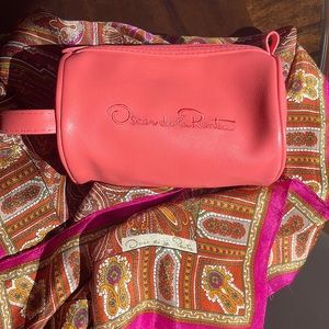 Bundle - Oscar de la Renta makeup pouch and silk scarf